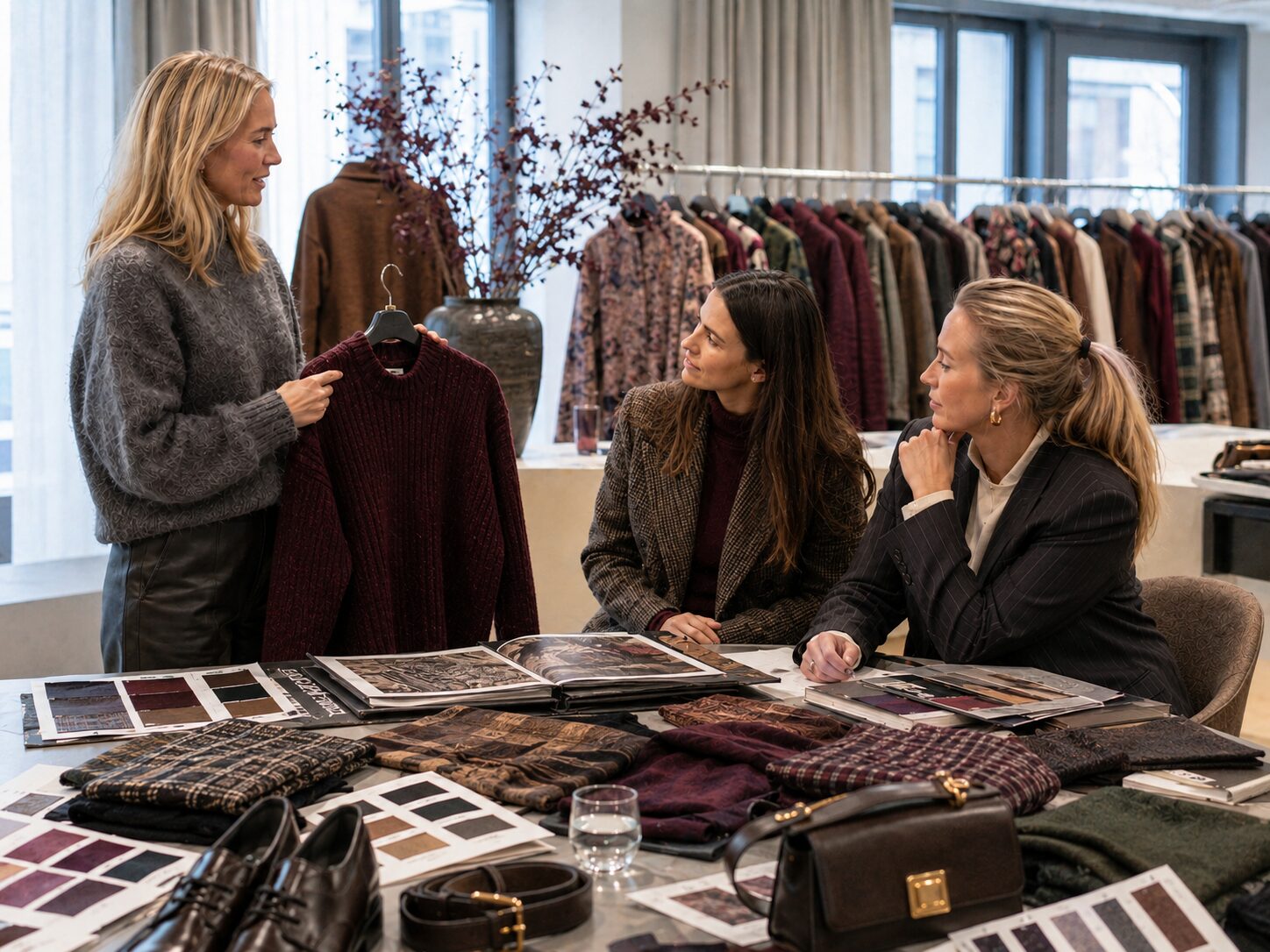Leverandør eller agent presenterer kolleksjon for butikkinnkjøpere i showroom